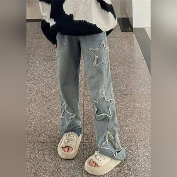 Star Embossed Loose Fit Jean's New Without tags Sz. M - Picture 8 of 10